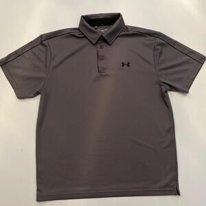 Classic Under Armour Polo Shirt, Gray and Black, Sized Large
